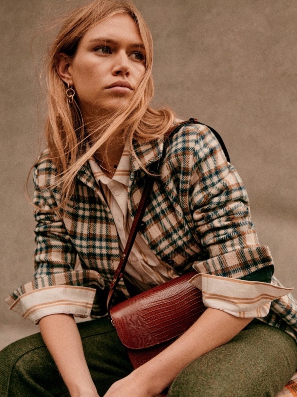 Sezane Will Jacket- Blue and Ochre Check (S)